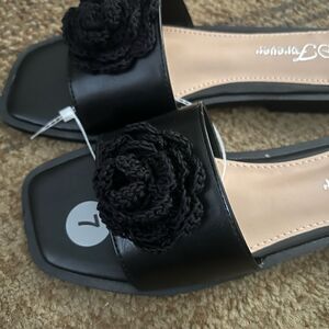 Elegant Black Floral Women's Sandals